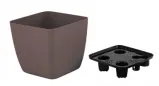 Горшок для цветов InGreen Vienna 1,5л, с дренажной вставкой, квадратный, Горький шоколад