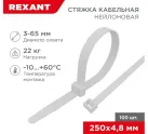 Хомут кабельный 250x4,8мм, нейлон, 100шт, белый, REXANT Хомут кабельный 250x4,8мм, нейлон, 100шт, белый, REXANT