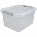 Ящик с крышкой с защелками 36л, 50х39х28,5см прозрачный Полимербыт, (30% Бой)