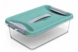 Контейнер для хранения с крышкой, ручкой и ручками-защелками "КЛИК", бирюзовый, 11.6*23.35см, 6л