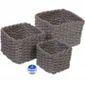 Корзинки интерьерные для хранения 3шт в наборе "ФРАТТО", цвет серый, 13*10/17*12/20*14см