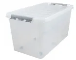 Контейнер универсальный с крышкой для хранения на колесах "ПРОФИ КОМФОРТ", прозрачный, 72*39*37,5см.