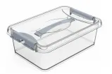 Контейнер для хранения с крышкой, ручкой и ручками-защелками "КЛИК",прозрачный, 11.6*15.1*19.1см, 6л
