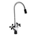 Смеситель для кухни с 2-мя рукоятками с выс.гибким изливом цв.нак. и руч.черный Радуга 5870716