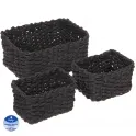 Корзинки интерьерные для хранения 3шт в наборе "ПАРНАУ", цвет черный, 16*11*10/16*11*10/25*18*11,5см