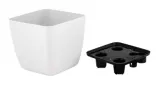 Горшок для цветов InGreen Vienna 1,5л, с дренажной вставкой, квадратный, Белоснежный жасмин