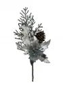 Ветка новогодняя 22см, ПВХ, серебристо-зеленый Зимние грезы