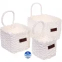 Корзинки интерьерные для хранения 3шт в наборе с петелькой "ЭЛЛОРИЯ", цвет белый, 12*11/15*14/16*17с