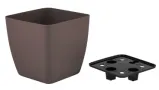 Горшок для цветов InGreen Vienna, 5л, с дренажной вставкой, квадратный, горький шоколад