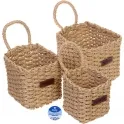Корзинки интерьерные для хранения 3шт в наборе с петелькой "ЭЛЛОРИЯ", цвет кофейный, 12*11/15*14/16*